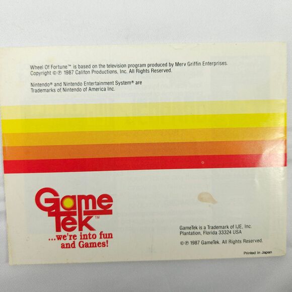 WHEEL OF FORTUNE Nintendo NES Instruction Booklet Manual *ONLY* - Picture 2 of 5